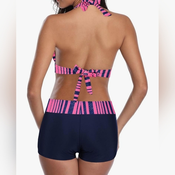 Vibrant Pink and Blue Striped Bikini Set #631 NWOT - Picture 2 of 6